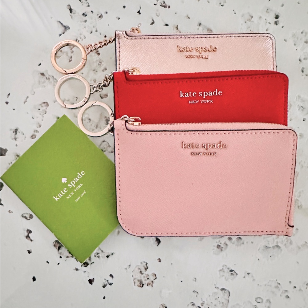 NWT Kate Spade Gift Saffiano Leather Cardholder Wallet Key Chain Camaron Medium